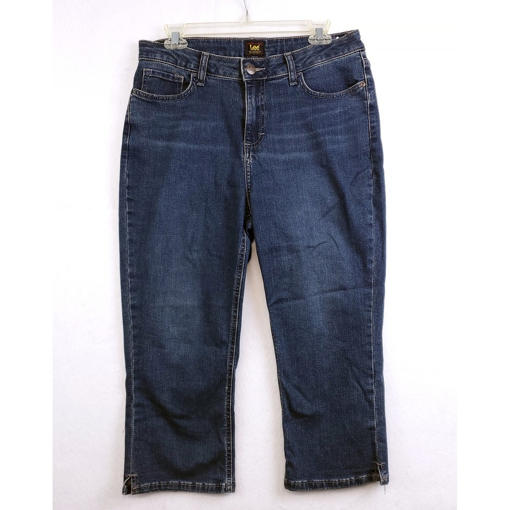 Lee Jeans Blue Capris High Waist Dark Wash Denim Women's Size 10